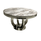 Arianna Round Mix Brown Marble Top Dining Table - Pendle Village Furniture